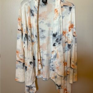 Bobeau Multicolor Open Front Cardigan XL